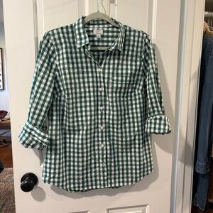 J. Crew Factory Green and White Checkered Shirt